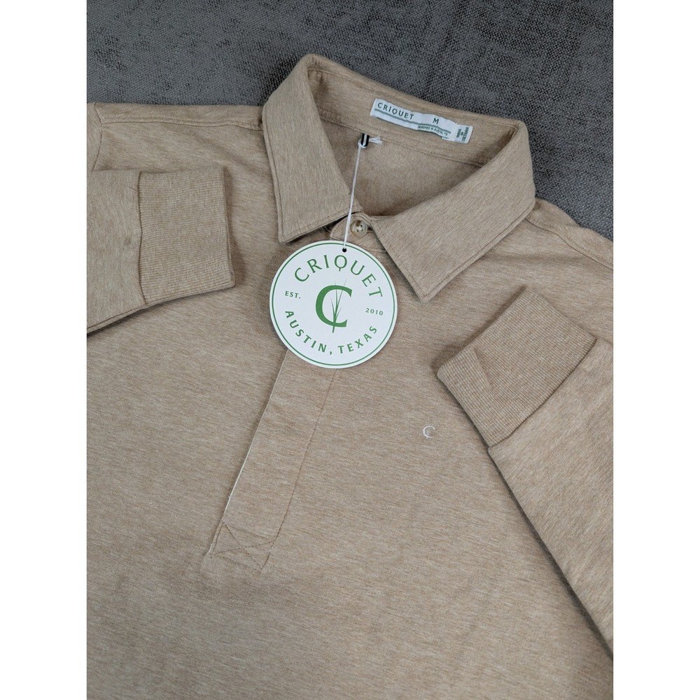NWT Criquet Sweater Mens M Tan Polo Golf Long Sleeve Sweatshirt Kangaroo Pouch